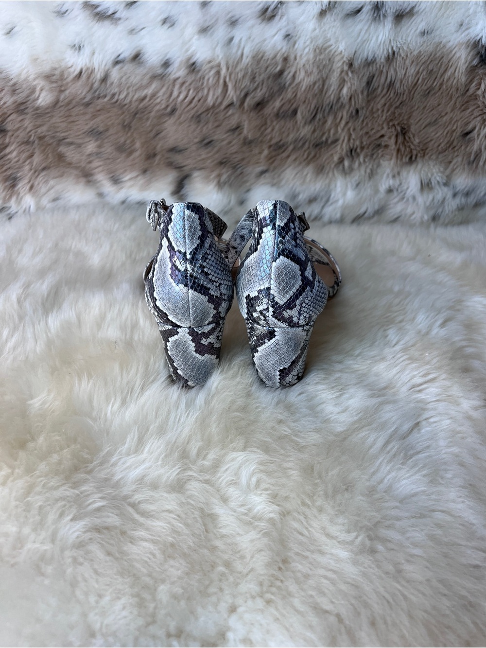 Naturalizer Women's Snake-Print Block Heel Sandals - White/Grey - Picture 3 of 7